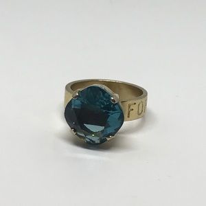 Gold plate silver teal Forget me not cocktail ring